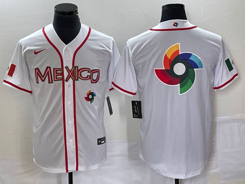 Men 2023 World Cub Mexico Blank White Nike MLB Jersey24->more jerseys->MLB Jersey